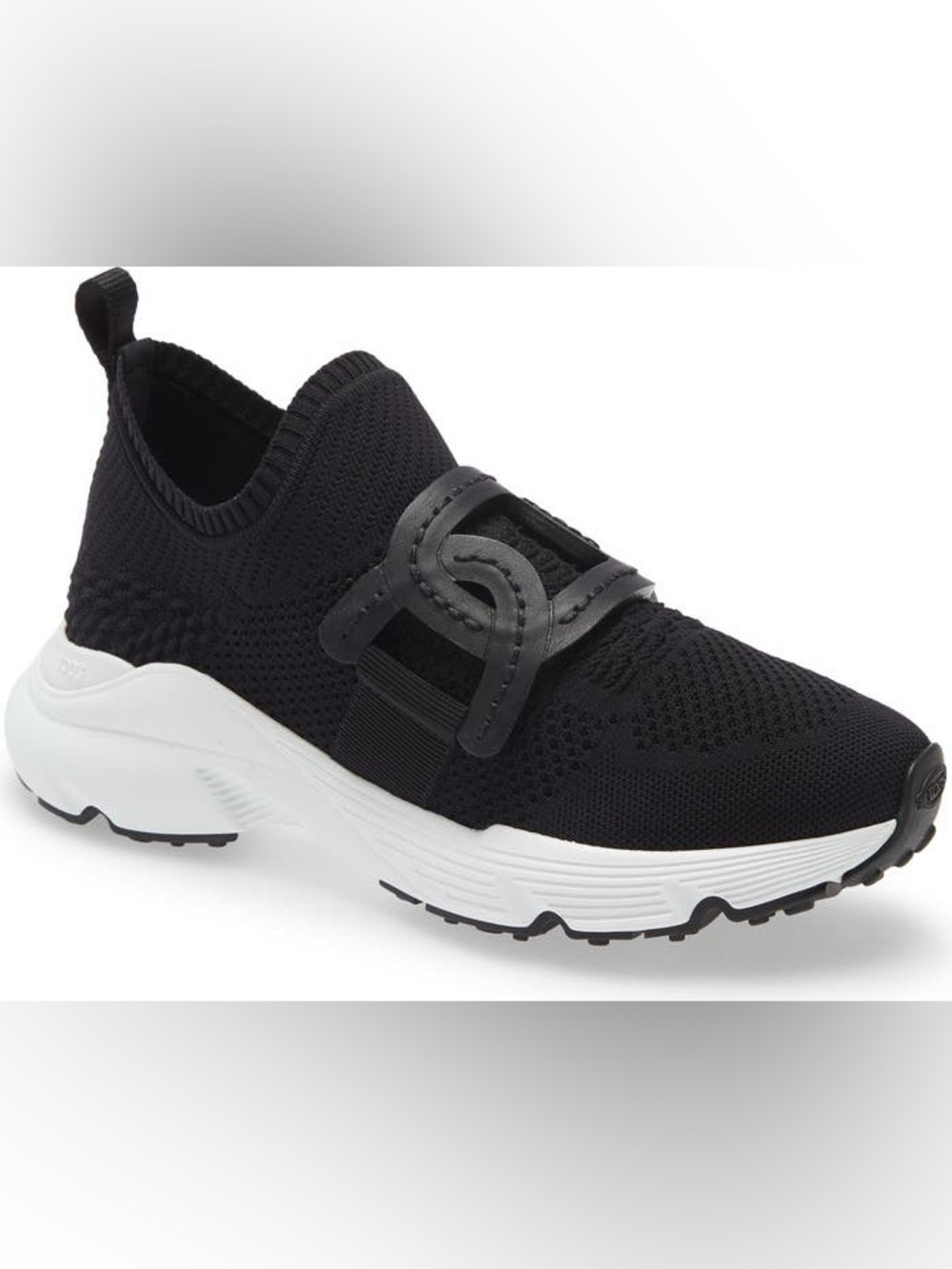 Tod's Black Knit Slip-On Sneakers with White Sole size 7/7.5